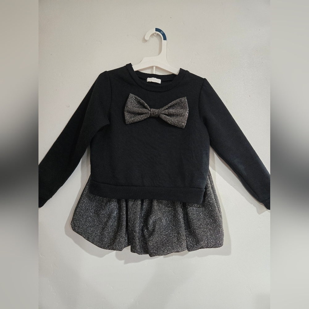 Black and‎ Silver Kids Sweatshirt with Bow Set - Picture 2 of 4